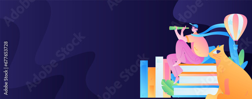 Education learning people flat vector concept hand drawn illustration
