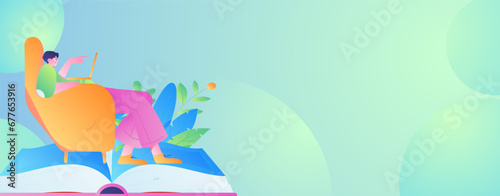 Education learning people flat vector concept hand drawn illustration
