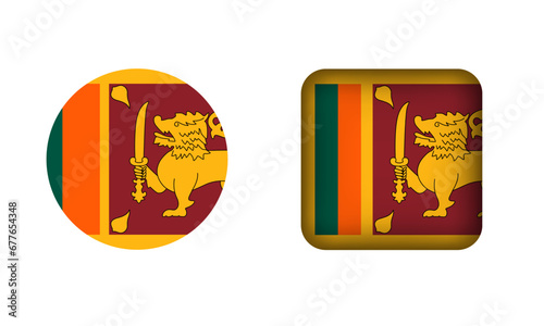 Flat Square and Circle Sri Lanka Flag Icons