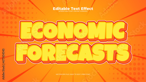 Orange and yellow economic forecasts 3d editable text effect - font style