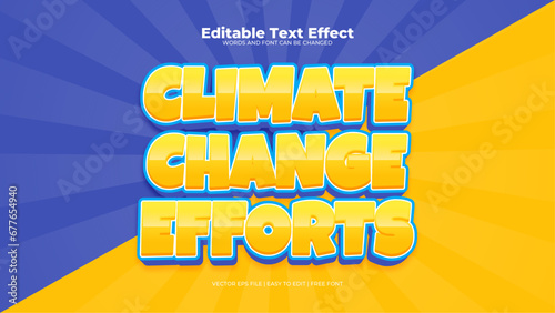 Blue and yellow climate change efforts 3d editable text effect - font style