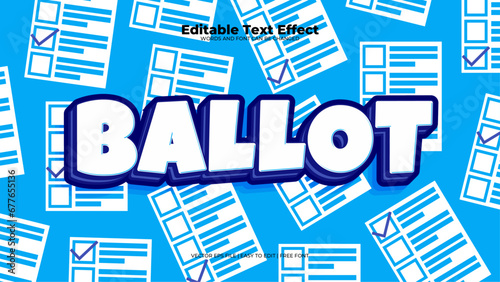 Blue and white ballot 3d editable text effect - font style