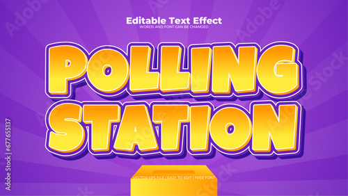 Yellow and purple violet polling station 3d editable text effect - font style