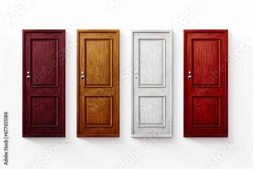 Row of doors with different colors on them in room. © VISUAL BACKGROUND