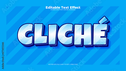 Blue and white cliche 3d editable text effect - font style photo