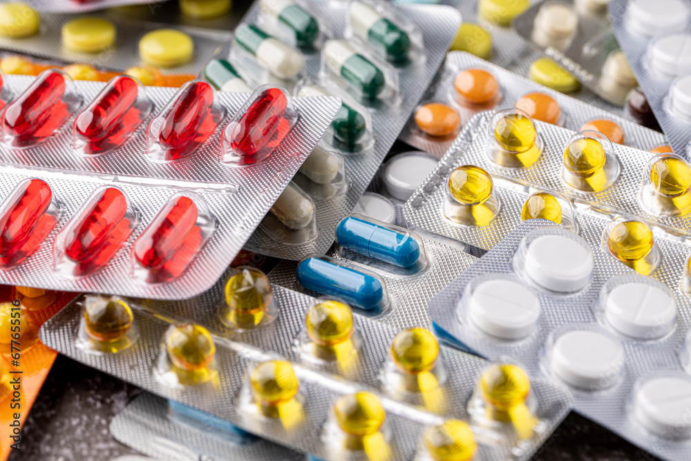 Variety of medicines and drugs.Medicine and healthcare concept.