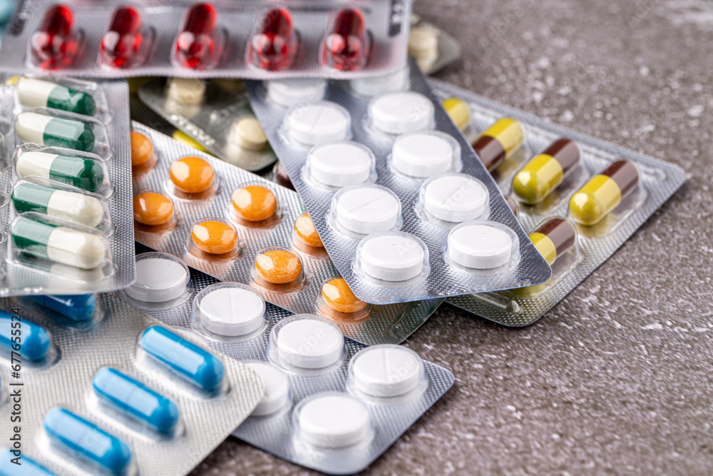 Variety of medicines and drugs.Medicine and healthcare concept. Variety of medicines and drugs.Medicine and healthcare concept.
