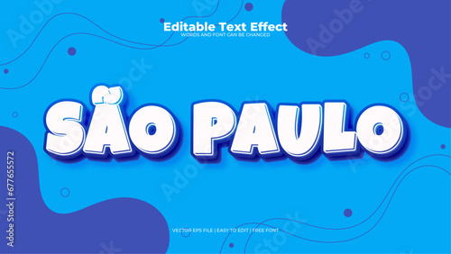 Blue and white sao paulo 3d editable text effect - font style