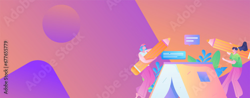 Education learning people flat vector concept hand drawn illustration
