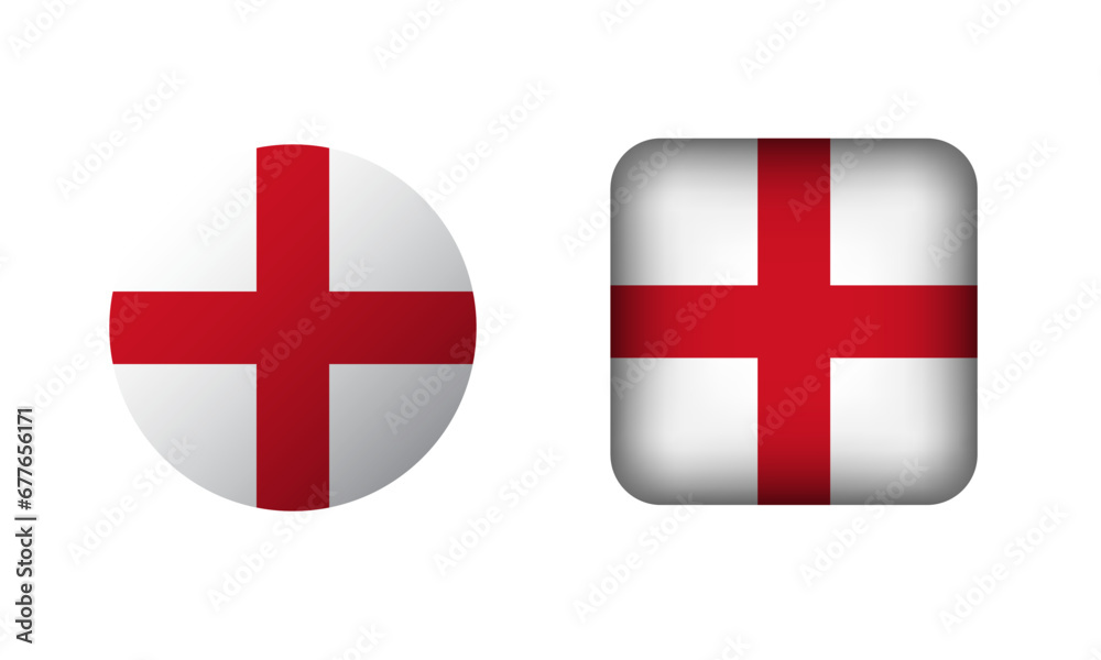 Flat Square and Circle England Flag Icons Flat Square and Circle England Flag Icons