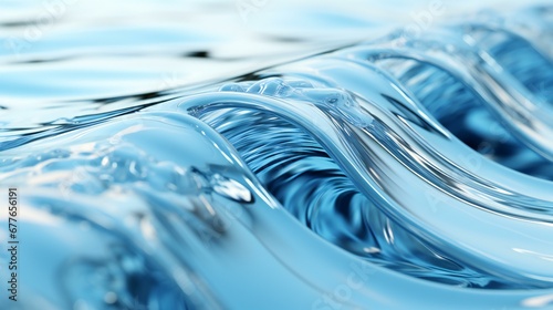 Crystal Waves Elegance: A Serene Blue Liquid Flowing in Artistic Harmony