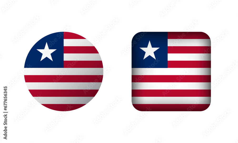Flat Square and Circle Liberia Flag Icons Flat Square and Circle Liberia Flag Icons