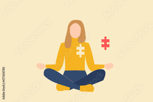 Business woman with Jigsaw puzzle in heart