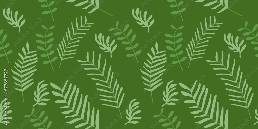Vector seamless background. leaf pattern Seamless pattern hand-drawn with tropical leaves. floral seamless pattern with leaves The geometric pattern