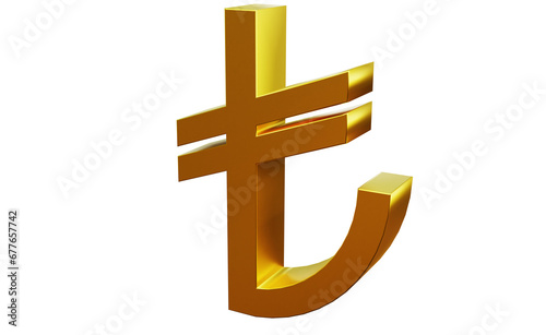 turkish lira coin isolated 3d render, turkish lira symbol isolated, gold Turkish lira icon isolated