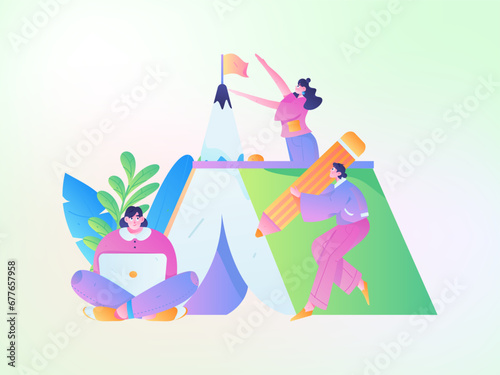 Education learning people flat vector concept hand drawn illustration  © Lyn Lee