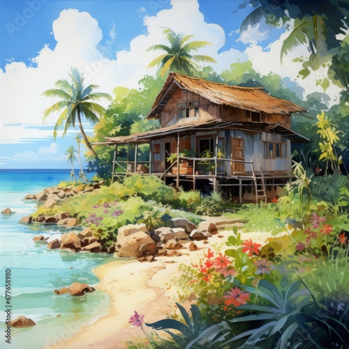 a house on a beach