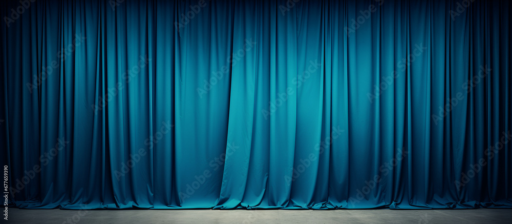 blue stage curtains - obrazy, fototapety, plakaty 