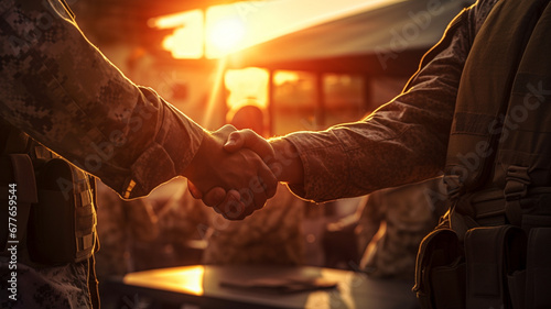 making military agreements. - close up of handshake photo