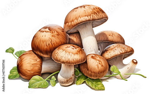 A Mushroom Ensemble On Isolated Background