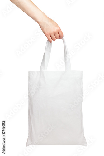 Shopper bag in hand isolated on white background.