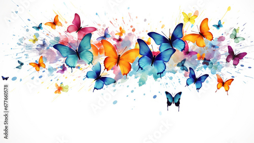 Watercolor painting of colorful butterfly isolated on a white background.