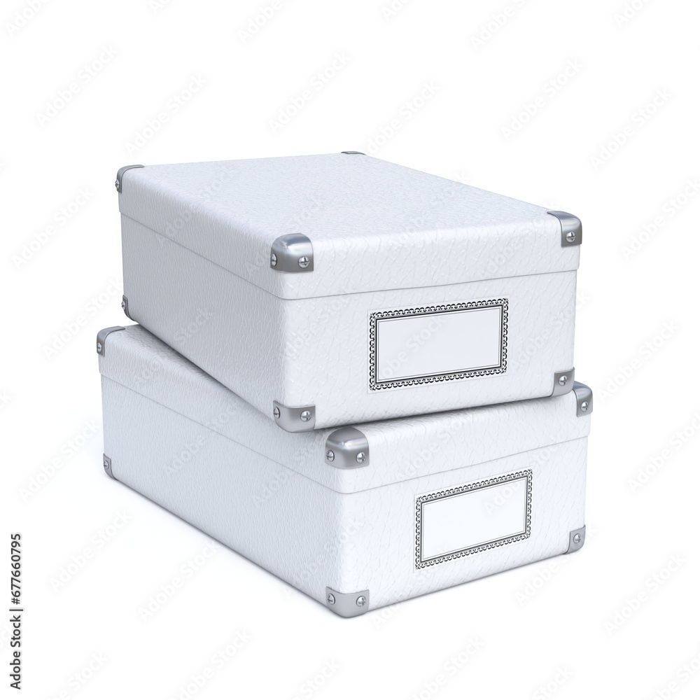 Two white storage boxes 3D Two white storage boxes 3D