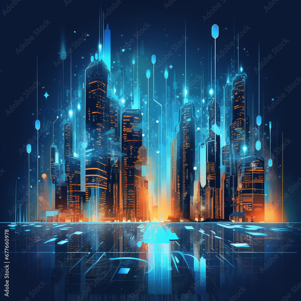 Conceptualizing a Intelligent Urban Landscape: Futuristic Cityscapes with High-rise Architectural Marvels. Abstract Virtual Reality Digital Structures Showcasing Modern Technological Advancements Conceptualizing a Intelligent Urban Landscape: Futuristic Cityscapes with High-rise Architectural Marvels. Abstract Virtual Reality Digital Structures Showcasing Modern Technological Advancements