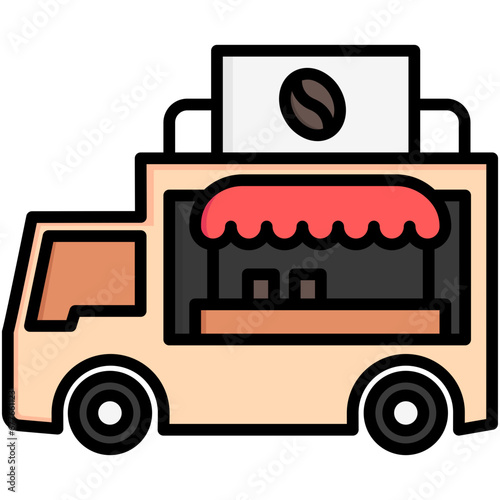 coffee truck color line icon