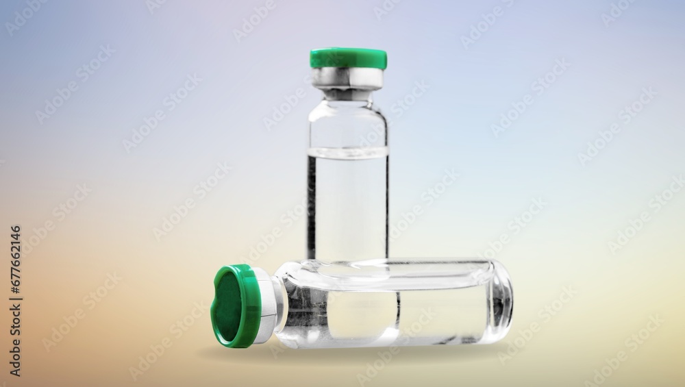 A set of vial of injection on desk in hospital A set of vial of injection on desk in hospital