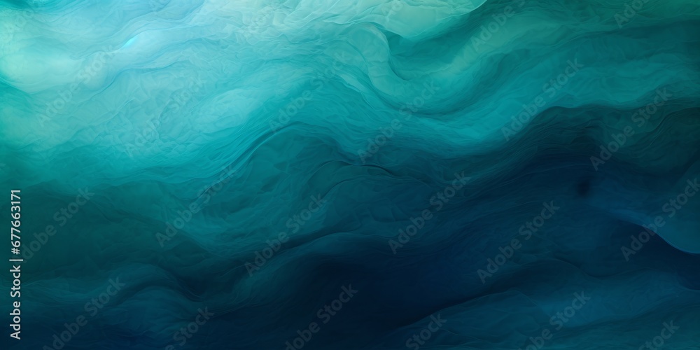 Abstract art teal blue green gradient paint background with liquid fluid grunge texture, Generative AI - obrazy, fototapety, plakaty 
