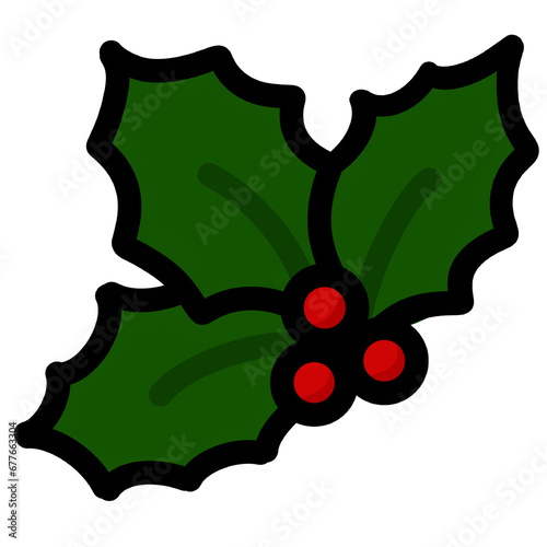 Christmas holly tree cartoon drawing.