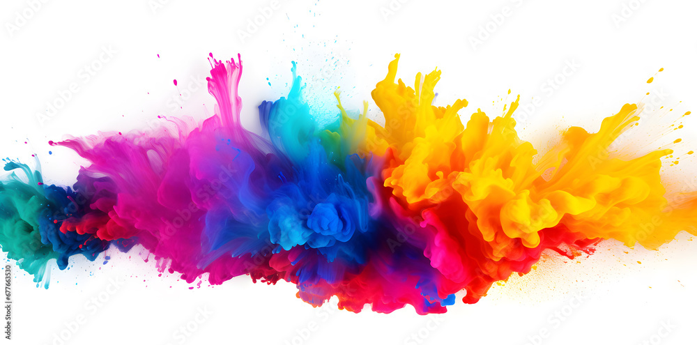 Colorful powder explosion isolated on white background