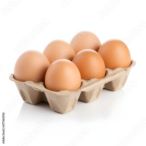 eggs box pack of 6 isolated on white background