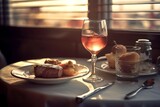 Wine glasses on elegant table setting.
