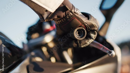 Biker reving his engine