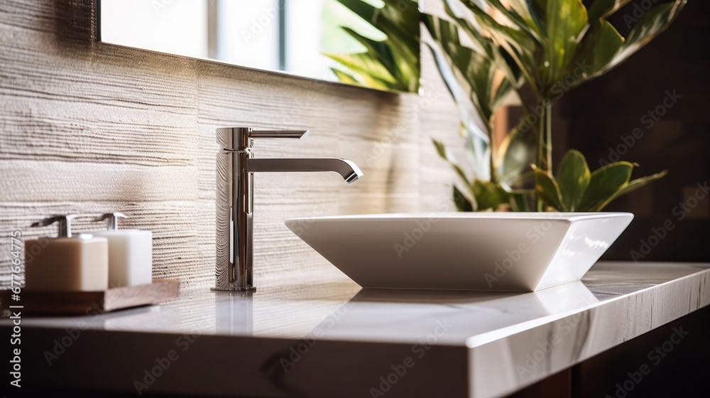 Fototapeta premium Bathroom details,Bathroom interior luxurious with sink and faucet