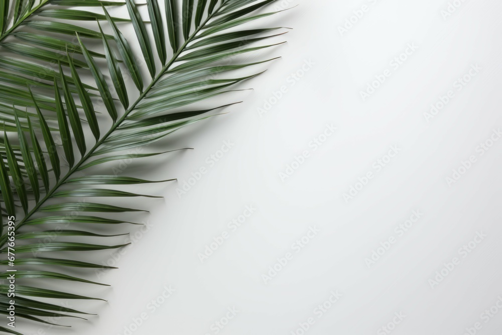 Fototapeta premium White Elegance A Serene Flat Lay of Isolated Palm Branches