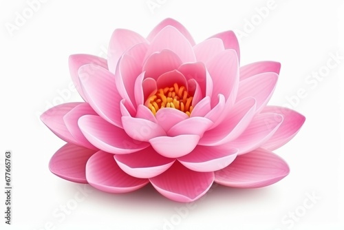 Pink waterlily or lotus flower isolated on white