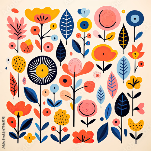 Flower bouquet. Vector illustration in flat style. Floral background. 