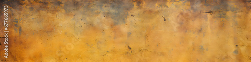 Vintage grunge background with patina like colors, cracks, and golden brown and yellow red paper textures. Photo studio backdrop. Wallpaper. Generative AI. photo