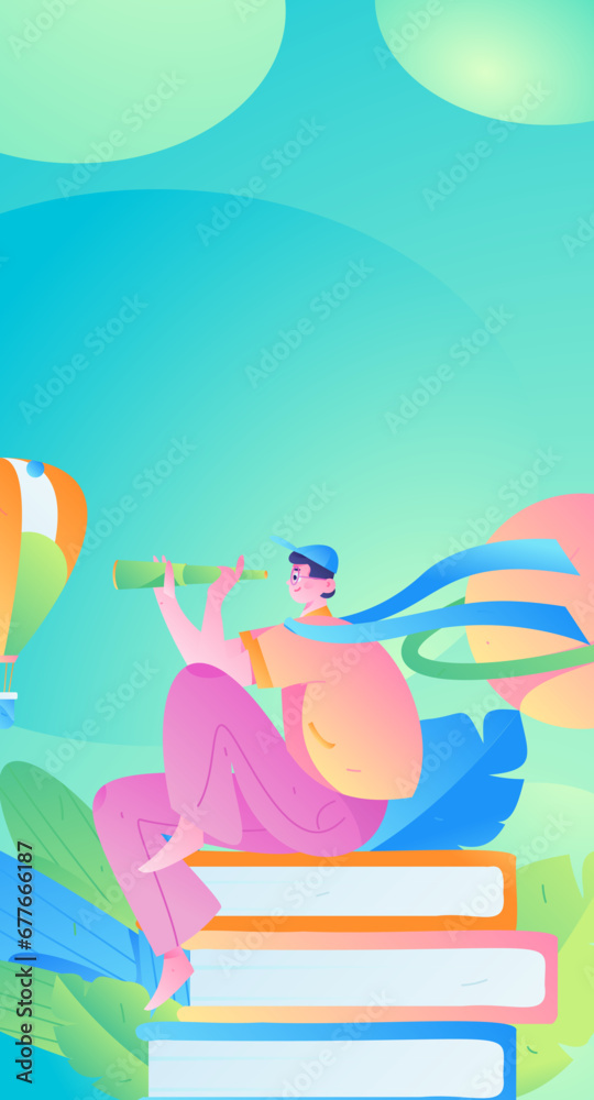 Education learning people flat vector concept hand drawn illustration
