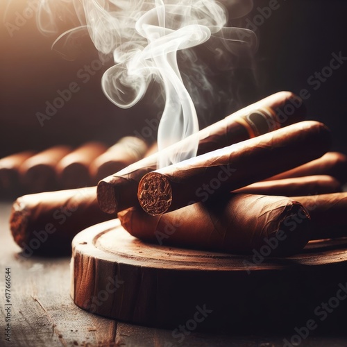 smoking cigar with smoke