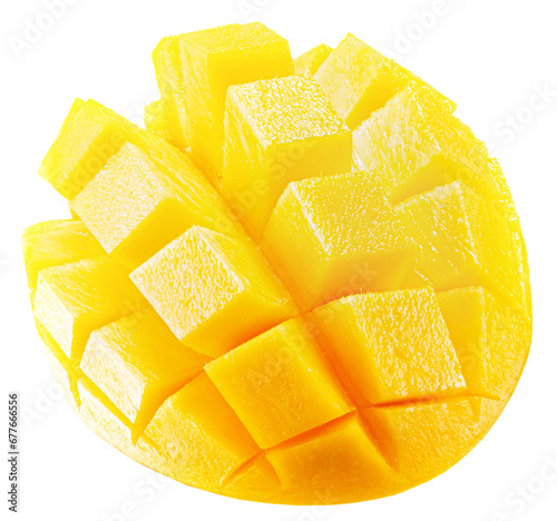 tasty mango slices isolated on the white background. Clipping path