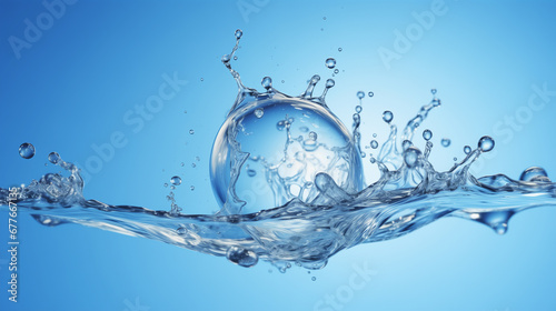 fresh  pure water splashing from water sphere or bubble  pure water splash concept image  water backdrop or wallpaper