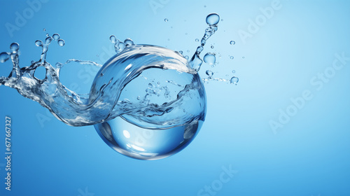 fresh, pure water splashing from water sphere or bubble, pure water splash concept image, water backdrop or wallpaper