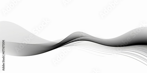 Wave lines smooth flowing dynamic black gradient isolated on white background for concept of technology, digital, communication, science, music, Generative AI