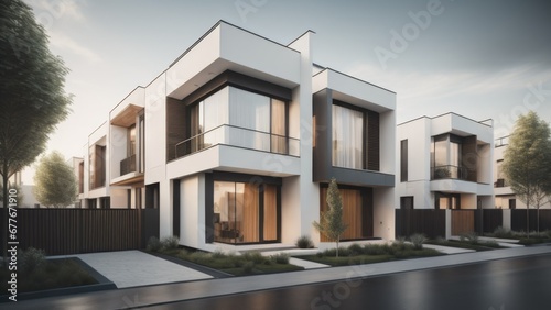 Modern modular private townhouses. Residential architecture exterior © Marko