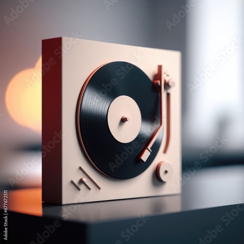 turntable with vinyl record on seample background photo