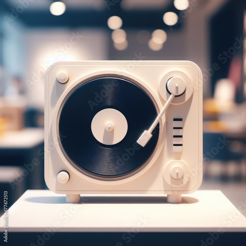 turntable with vinyl record on seample background photo